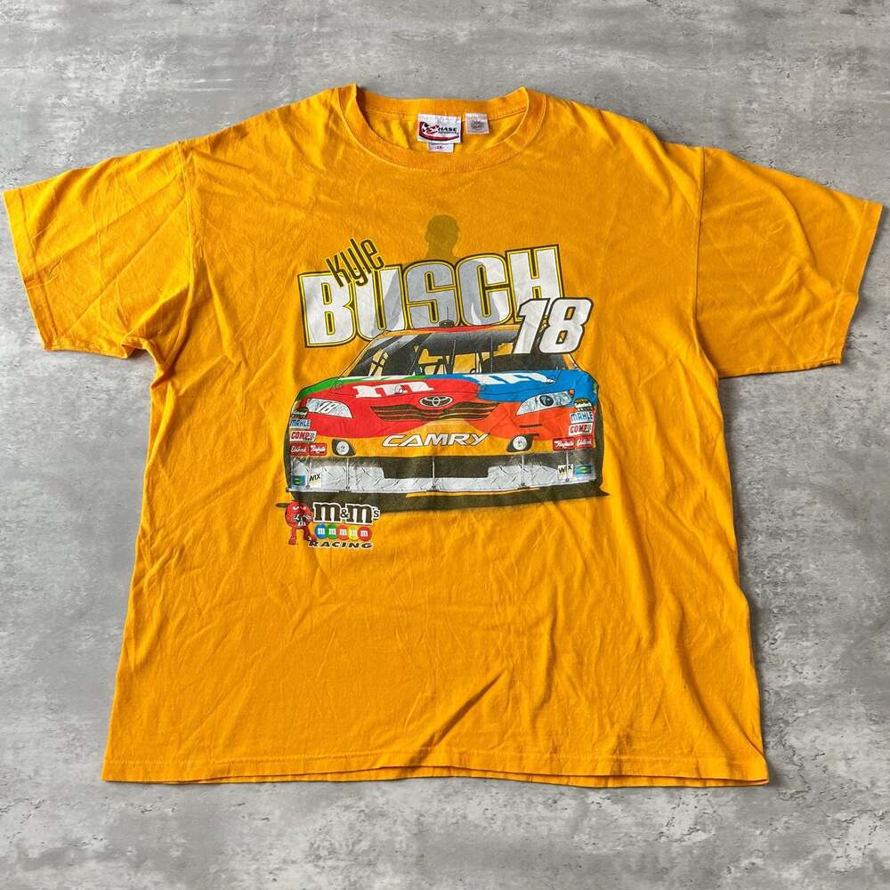 Chase Authentics Kyle Busch 18 M&M's Racing NASCAR Yellow T-Shirt 2X